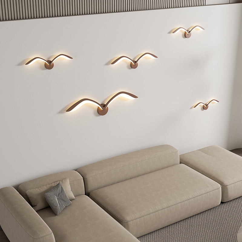 Nordic Modern Seagull Wall Lamps LED White Brown Iron Acrylic Wall Light for Living Room Indoor TV Wall Background Wall Lighting