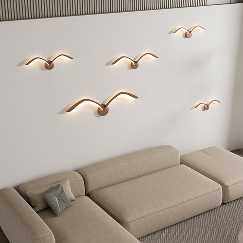Nordic Modern Seagull Wall Lamps LED White Brown Iron Acrylic Wall Light for Living Room Indoor TV Wall Background Wall Lighting