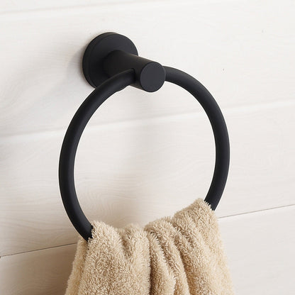 Towel ring made of 304 stainless steel in chrome, Round simple design, Black, European bathroom accessories,
Rustproof