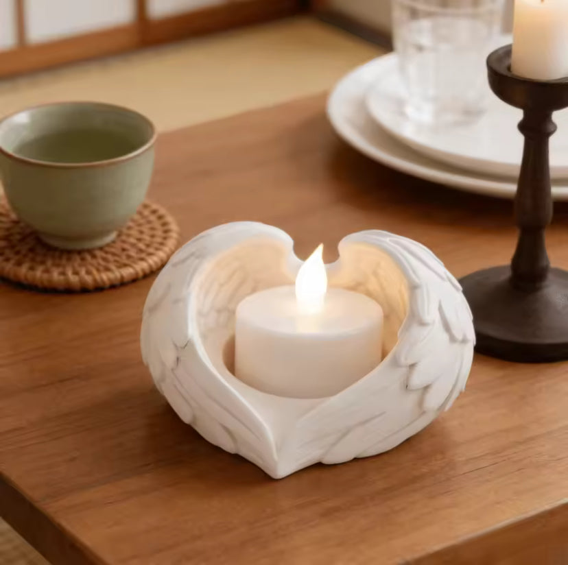 Elegant Angel Wings Candle Holder, Suitable for Tea Light & Flameless Candles, Ideal for Home & Desktop Decoration