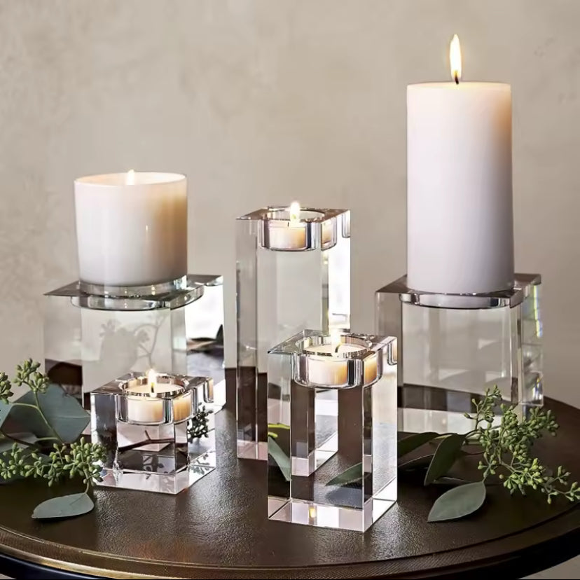Crystal Glass Creative Romantic Candle Holders Tealight Candlestick Wedding Decorations Home Party Ornaments Desktop Candlestick