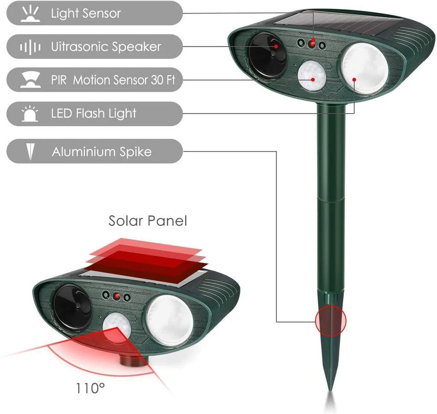Ultrasonic Chipmunk Repeller -
Solar Powered - Get Rid of Chipmunks in 48 Hours